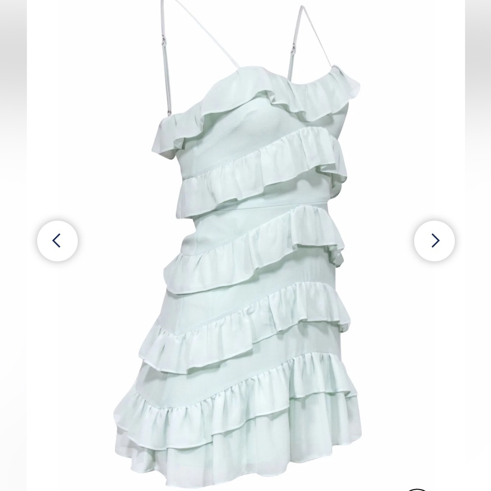 New Lovers and Friends Dress Sleeveless Mint Tiered Ruffle cocktail Green Size M - Picture 1 of 6